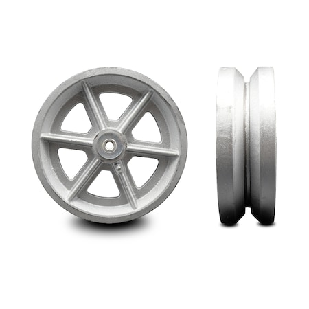 Service Caster SCC -6" Semi Steel Cast Iron V-Groove Wheel Only w/Roller Bearing -1200 lbs Cpty SCC-VGR620